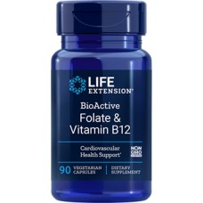 Life Extension BioActive Folate & Vitamin B12, 90 vegetarian capsules